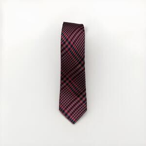 Ben Sherman Men’s Red Blue  Plaid Print Silk Neck Tie